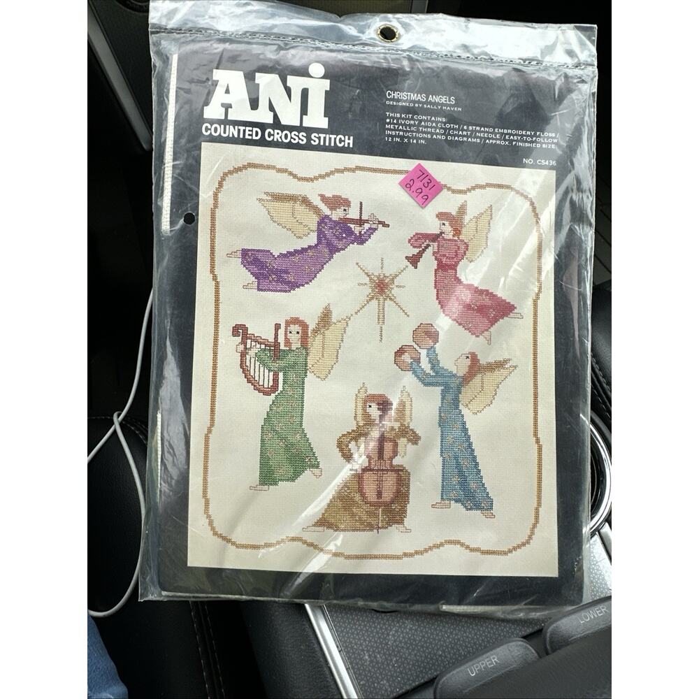 NEW ANI Counted Cross Stitch Kit Christmas Angels # CS436 Sally Haven 12" X 14"